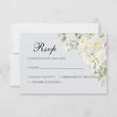 White Roses Light Blue RSVP Card (正面)