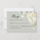 White Roses Light Green RSVP card (正面)
