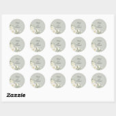 White Roses Light Green Stickers ラウンドシール (シート)