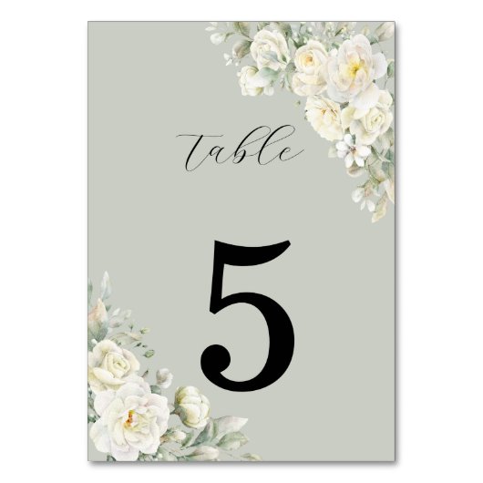 White Roses Light Green Table Number テーブルナンバー (正面)