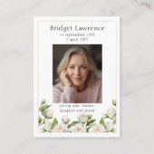 White Roses Memorial Photo Prayer Card 名刺 (正面)