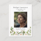 White Roses Memorial Photo Psalm 23 Prayer Card 名刺 (正面)