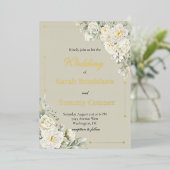 White Roses Modern Foil Wedding Invitation 箔招待状 (立ち正面)