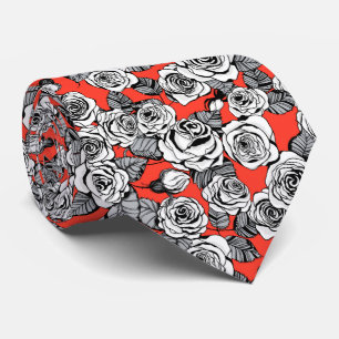 White roses pattern ネクタイ