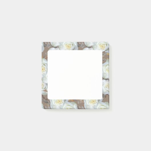 White Roses Romantic Rustic Pattern ポストイット (正面)