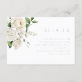 White Roses & Sage Leaf Wedding Details エンクロージャーカード