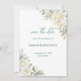 White Roses Save the date Wedding Announcement セーブザデート