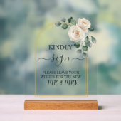 White roses Spring Floral Romantic Wedding アクリルサイン (ニュートラル)