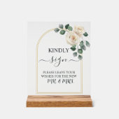 White roses Spring Floral Romantic Wedding アクリルサイン (正面)