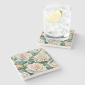 White Roses Stained Glass Mosaic ストーンコースター (横)