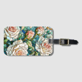 White Roses Stained Glass Mosaic ラゲッジタグ (正面横)