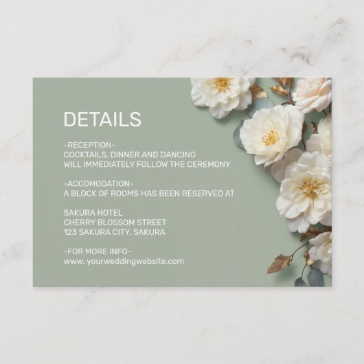 White Roses Textured Flowerds Details エンクロージャーカード (正面)