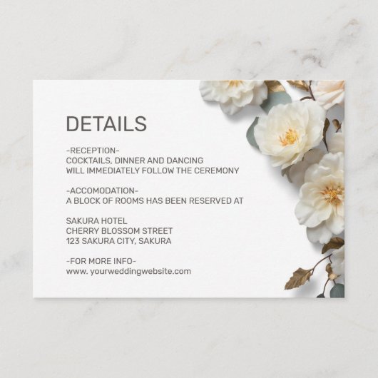 White Roses Textured Flowerds Details エンクロージャーカード (正面)