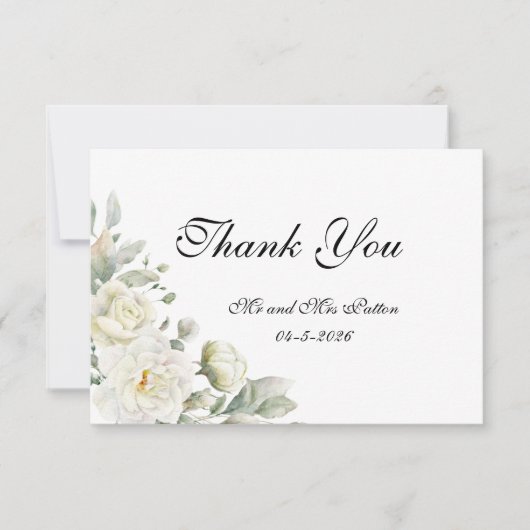 White Roses Thank You card サンキューカード (正面)