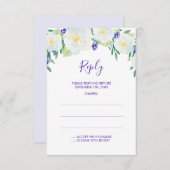 White Roses & Violetsのリプライ結婚スカード 出欠カード (正面/裏面)