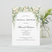 White Roses Watercolor Florals Bridal Shower 招待状 (スタンド正面)
