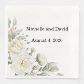 White Roses Wedding, Reception, Dinner Napkins (正面)