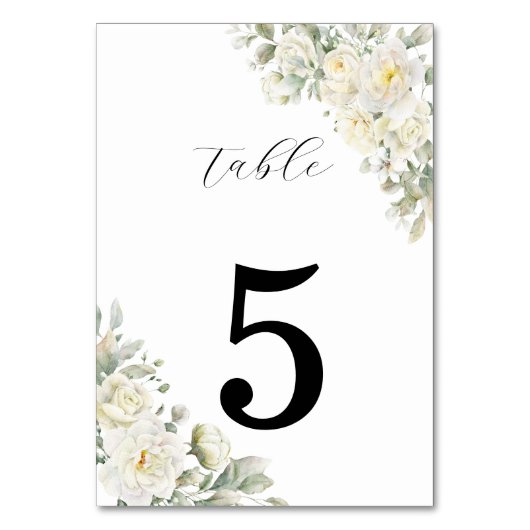 White Roses Wedding Table Number Sign テーブルナンバー (裏面)