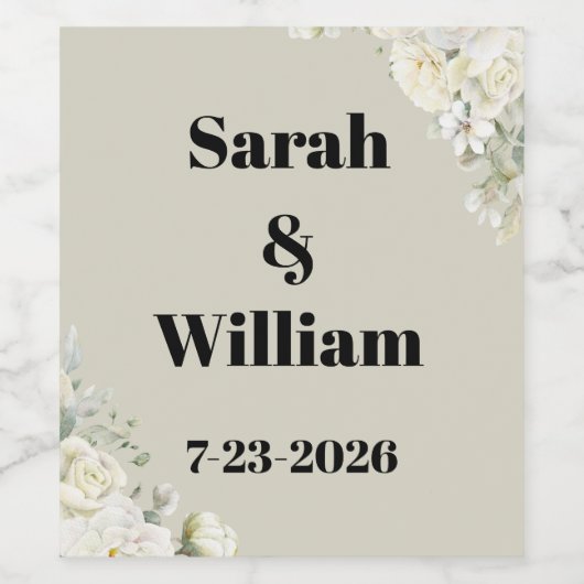 White Roses Wine Bottle Label ワインラベル (シングルラベル)