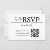 White RSVP QR Code Card for Modern Wedding (正面)
