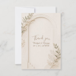 white Rustic Neutral Dried Floral arch Wedding サンキューカード
