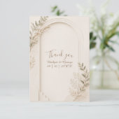 white Rustic Neutral Dried Floral arch Wedding サンキューカード (スタンド正面)