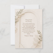 white Rustic Neutral Dried Floral arch Wedding サンキューカード (裏面)