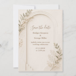 white Rustic Neutral Dried Floral arch Wedding 招待状