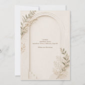 white Rustic Neutral Dried Floral arch Wedding 招待状 (裏面)