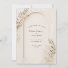 white Rustic Neutral Dried Floral arch Wedding 招待状
