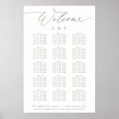 White Sage Greenの結婚ウェルカムシーティングチャート ポスター (正面)