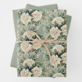 White Sage Green Floral Botanical Gift ラッピングペーパーシート (インサイチュ)