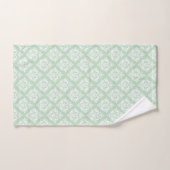 White & Sage Green Floral Damasks Pattern バスタオルセット (ハンドタオル)