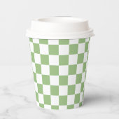 White Sage Green Square Pattern Paper Cups 紙コップ (裏面)