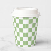 White Sage Green Square Pattern Paper Cups 紙コップ (右)