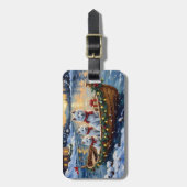 White Samoyed Christmas Boat Holiday ラゲッジタグ (正面縦)