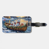 White Samoyed Christmas Boat Holiday ラゲッジタグ (裏面横)