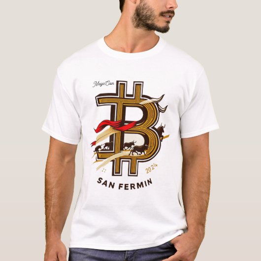 White San Fermin and cryptocurrencies t-shirt. Tシャツ (正面)