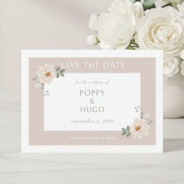 White & Sand | シックなフラワーの結婚式セーブ・ザ・デート