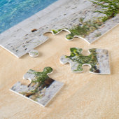 White sand beach turquoise water islet & sailboat ジグソーパズル (側面)