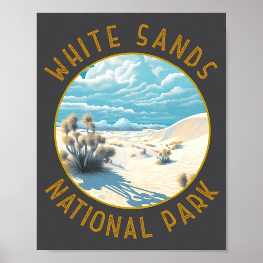 White Sands National Park Distressed Circle  ポスター (正面)