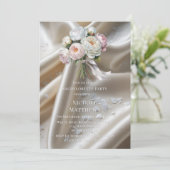 White Satin Roses and Peony Bachelorette Party 招待状 (スタンド正面)