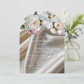 White Satin Roses and Peony Engagement Party 招待状 (スタンド正面)