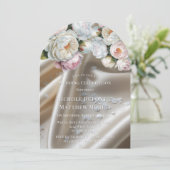 White Satin Roses and Peony Wedding 招待状 (スタンド正面)