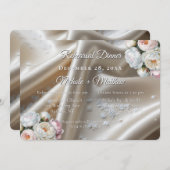 White Satin Roses Wedding 招待状 (正面/裏面)