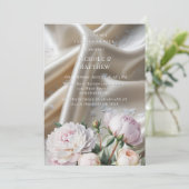 White Satin with Roses and Peony Couples Shower 招待状 (スタンド正面)