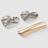 White Satin with Roses and Peony Wedding ハンドファン (組立なし)