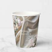 White Satin with Roses and Peony Wedding 紙コップ (裏面)