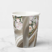 White Satin with Roses and Peony Wedding 紙コップ (左)