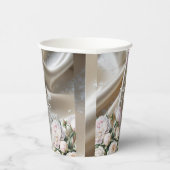 White Satin with Roses and Peony Wedding 紙コップ (右)
